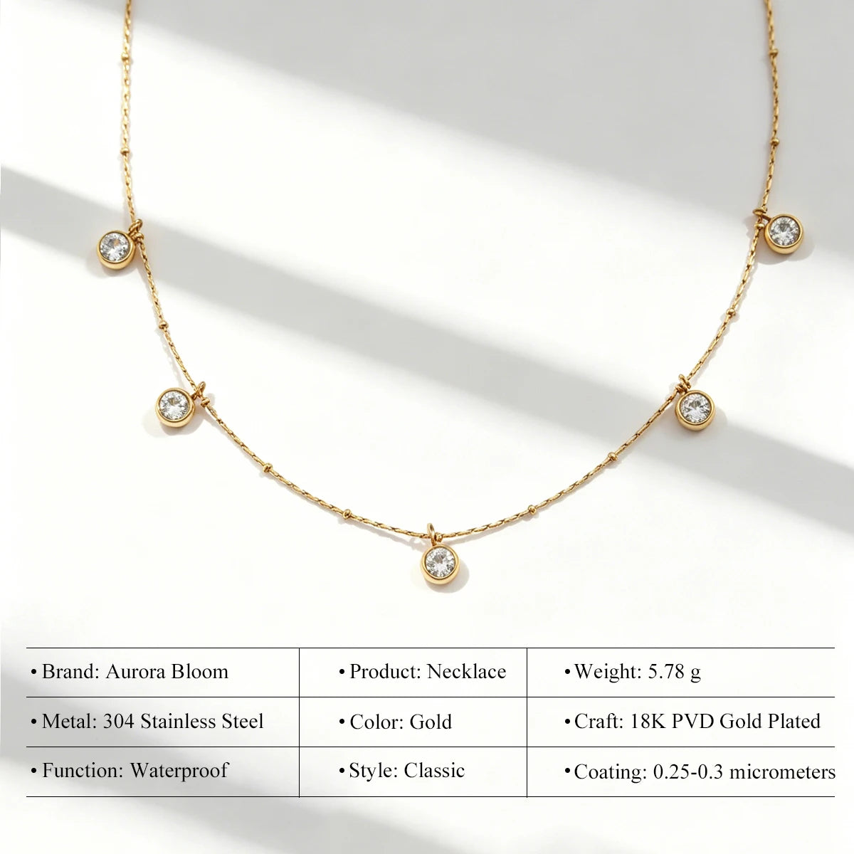 AURELIA - Set 4 Collane Vintage in Acciaio Dorato con Zirconi
